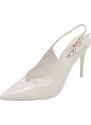 Malu Shoes Scarpe decollete slingback donna elegante punta in vernice lucida bianco tacco 12 cm cerimonia cinturino retro tallone