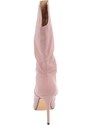 Malu Shoes Stivali tronchetti donna alti in ecopelle rosa al polpaccio a punta liscio con zip modello over tacco spillo 10cm