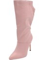 Malu Shoes Stivali tronchetti donna alti in ecopelle rosa al polpaccio a punta liscio con zip modello over tacco spillo 10cm