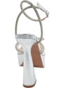 Malu Shoes Scarpe decollete donna gioiello trasparente argento plateau 3 cm e tacco alto 15 cm cinturino alla caviglia moda