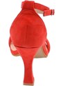 Malu Shoes Sandalo alto donna rosso in pelle scamosciata con fascia e tacco clessidra 9 cm cinturino alla caviglia linea basic