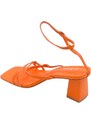 Malu Shoes Sandalo donna arancione con fascette regolabile con fibbia tacco basso largo comodo 5 cm chiusura alla caviglia comodo