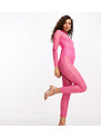 Esclusiva Collective The Label Petite - Tuta jumpsuit aderente rosa acceso elasticizzata