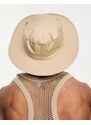 ASOS DESIGN - Safari - Cappello da pescatore in nylon color pietra con tiranti a contrasto-Neutro