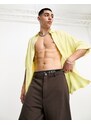 ASOS DESIGN - Camicia squadrata oversize in viscosa giallo limone