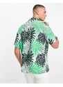 Jack & Jones Originals - Camicia oversize con rever e stampa di palme multicolore-Neutro