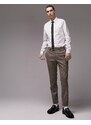 Topman - Pantaloni da abito skinny color pietra a quadri-Neutro