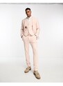 ASOS DESIGN - Pantaloni da abito skinny in misto lana a spina di pesce rosa pastello