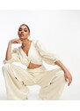 Esclusiva Collective The Label - Tuta jumpsuit annodata color ostrica con cut-out-Bianco