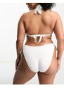 Ivory Rose Plus - Top bikini a triangolo in tessuto stropicciato bianco