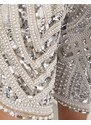 ASOS EDITION Curve - Vestito corto allacciato al collo decorato con paillettes e perline color argento