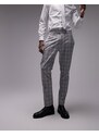 Topman - Pantaloni da abito slim grigi in tessuto a quadri-Grigio