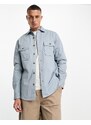 ASOS DESIGN - Camicia giacca in cotone blu polvere