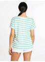 Daystar T-shirt Con Manica Corta a Righe Donna Verde Taglia Unica