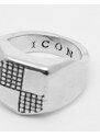 Icon Brand Icon - Anello per mignolo color argento con sigillo a scudo