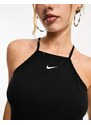 Nike - Essential - Top senza maniche nero a coste con logo piccolo