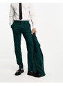 ASOS DESIGN - Pantaloni da abito slim verdi con motivo a tratteggio-Verde