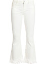 Premium Jeans a Zampa Con Frange Donna Bianco Taglia L