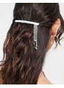 True Decadence - Fermaglio per capelli argentato decorato con cristalli e catenina-Argento