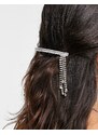 True Decadence - Fermaglio per capelli argentato decorato con cristalli e catenina-Argento