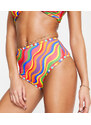 It's Now Cool Premium - Slip bikini a vita alta multicolore arcobaleno
