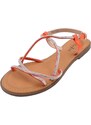 Malu Shoes Sandalo gioiello basso donna arancione fascette incrociate brillantini chiusura caviglia regolabile antiscivolo