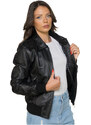 Leather Trend Cloe - Bomber Donna Nero in vera pelle