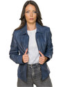 Leather Trend Eva - Giacca Donna Blu in vera pelle