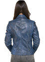 Leather Trend Eva - Giacca Donna Blu in vera pelle