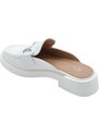 Malu Shoes Mocassino donna mules bianco con morsetto tono su tono aperto dietro gomma platform antiscivolo moda
