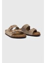 Birkenstock ciabatte slide in camoscio Arizona uomo colore beige 51461