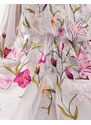 ASOS EDITION - Vestito corto a maniche lunghe in rete color cipria con ricamo floreale-Rosa