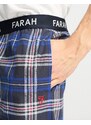 Farah - Pantaloni da casa blu scuro a quadri con logo in vita-Multicolore