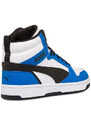 Sneakers alte bianche, blu e nere da ragazzo Puma Rebound V6 Mid Jr