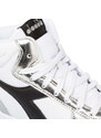 Sneakers alte bianche e argento effetto laminato da donna Diadora Raptor Mid