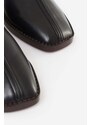 LEMAIRE Calzature FLAT PIPED SLIPPERS in pelle nera