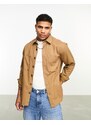 ASOS DESIGN - Camicia giacca marrone in cotone con tasche grandi-Brown