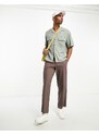 Abercrombie & Fitch - Camicia a maniche corte verde in lino con colletto rever