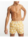New Look - Pantaloncini da bagno gialli a fiori-Giallo