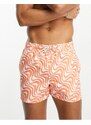 New Look - Pantaloncini da bagno arancioni con stampa a onde-Arancione