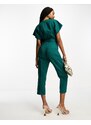 Closet London Tall - Tuta jumpsuit stile kimono allacciata in vita smeraldo-Verde