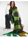 ASOS DESIGN - Sciarpa con nappe in misto lana soffice a quadri verde e senape-Multicolore
