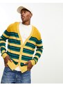 ASOS DESIGN - Cardigan oversize in maglia a righe color senape-Giallo