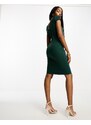 Closet London Tall - Vestito longuette verde smeraldo con maniche a sbuffo e dettagli stile corsetto