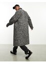 ASOS DESIGN - Cappotto oversize testurizzato effetto lana grigio