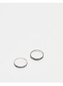 ASOS DESIGN - Set di 2 anelli a fascia color argento brunito con design intrecciato e a foglia