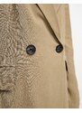 Pull&Bear - Blazer oversize in lino color sabbia scuro in coordinato-Marrone