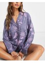 ASOS DESIGN - Camicia del pigiama mix & match in modal blu con stampa astrologica