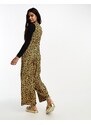 Wednesday's Girl Curve - Tuta jumpsuit a maniche lunghe a strati con fiori di calendula gialli-Giallo