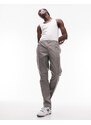 Topman - Pantaloni dritti grigi con vita elasticizzata-Grigio